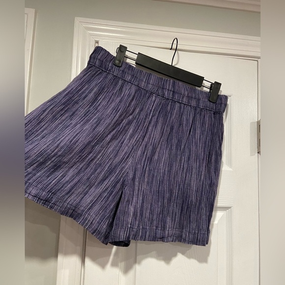NWT Time & Tru Size S Blue Linen Blend Comfy Pull On Drawstring Shorts Pockets - Picture 9 of 16